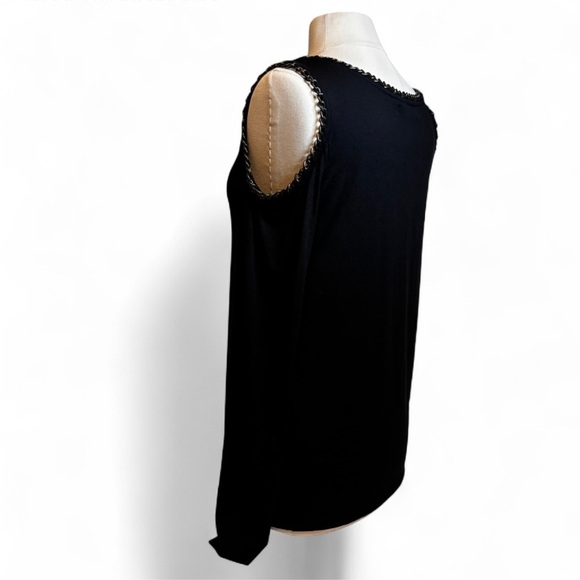 Bailey 44 | NWOT | Black Cold Shoulder Chain Detail Top | L - Picture 8 of 9